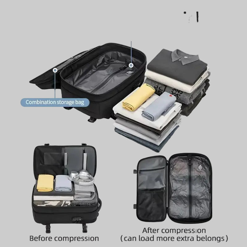 Men Travel Backpack Vacuum Compression Laptop Backpack 17 Inch Extended Large Capacity School Backpack Hiking Business Backpack