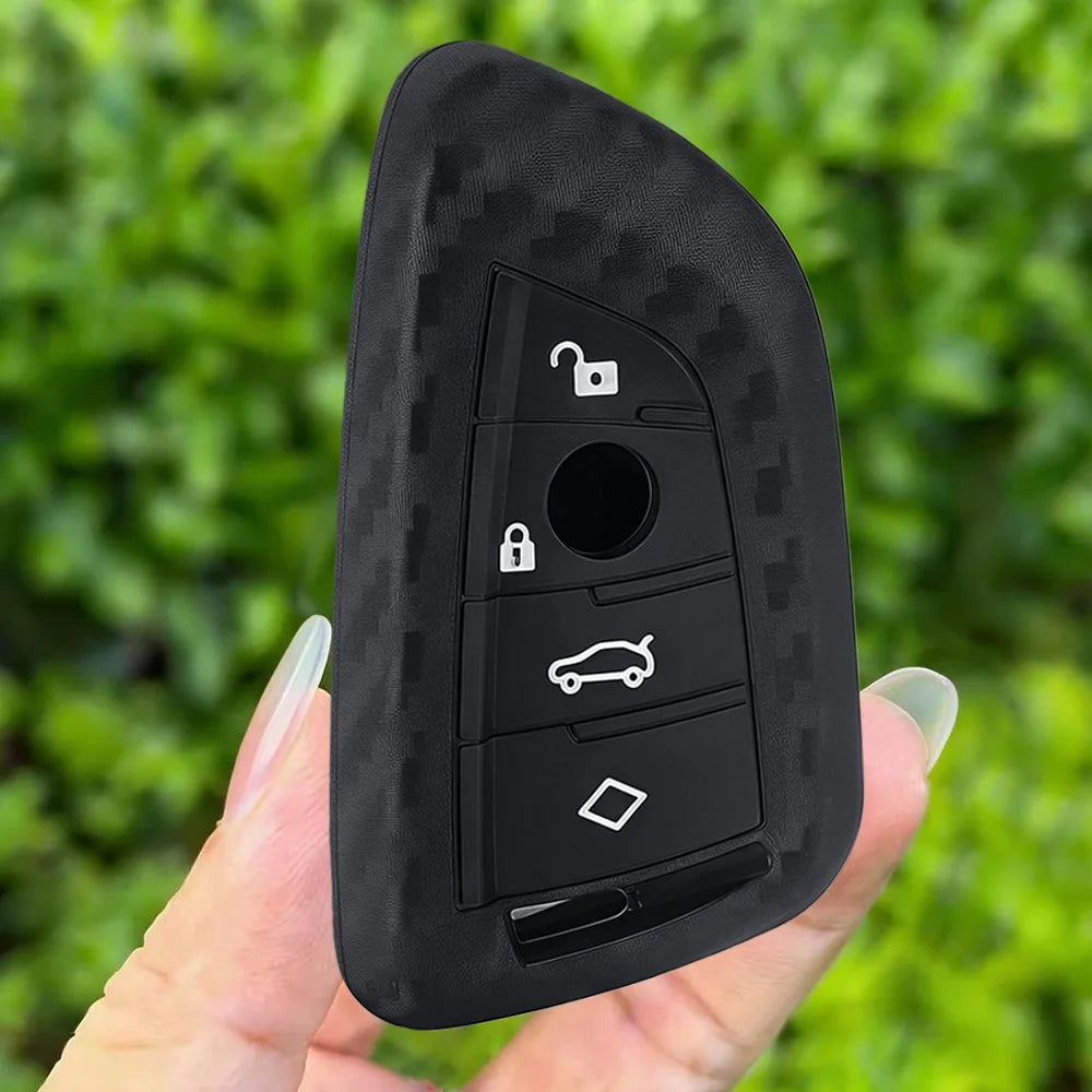 Silicone Carbon Fibler Key Cover for BMW X1 X3 X4 X5 X6 F15 F16 F48 G30 G38 525 540 740 1 2 5 7 Series 218 Protector Case
