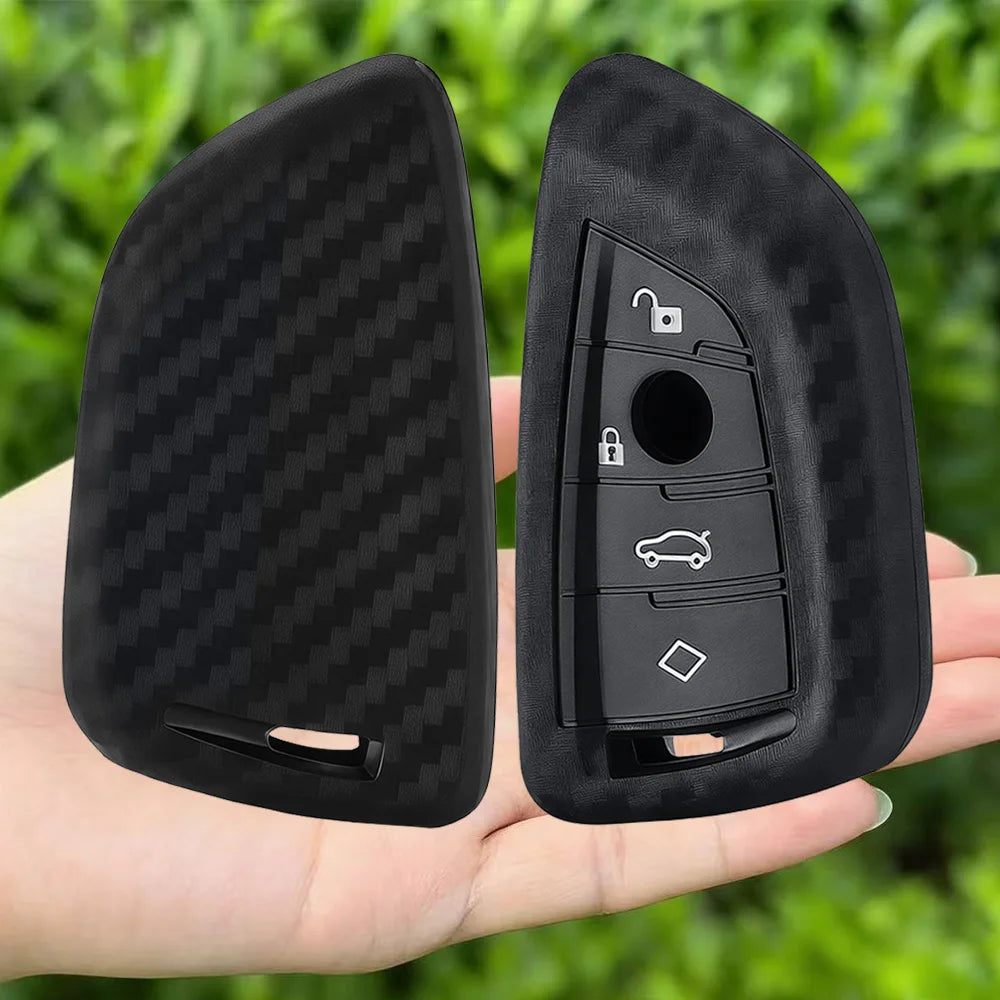 Silicone Carbon Fibler Key Cover for BMW X1 X3 X4 X5 X6 F15 F16 F48 G30 G38 525 540 740 1 2 5 7 Series 218 Protector Case