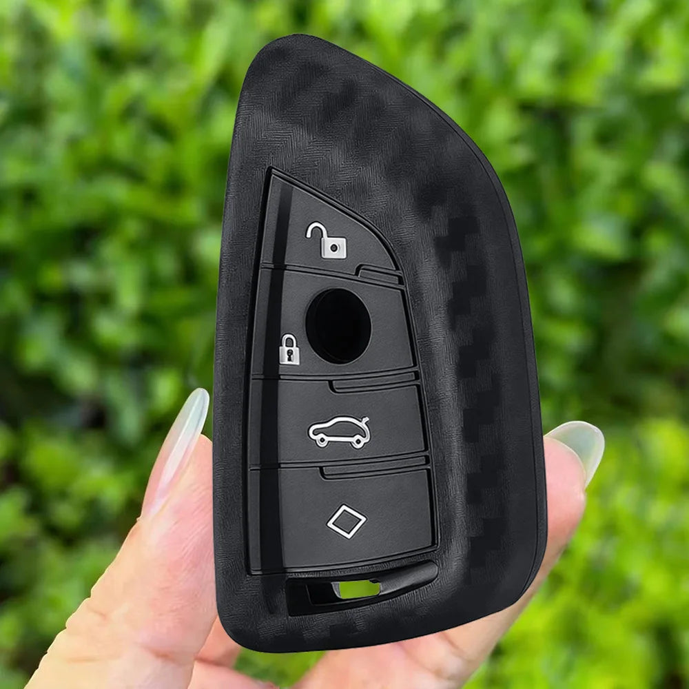 Silicone Carbon Fibler Key Cover for BMW X1 X3 X4 X5 X6 F15 F16 F48 G30 G38 525 540 740 1 2 5 7 Series 218 Protector Case