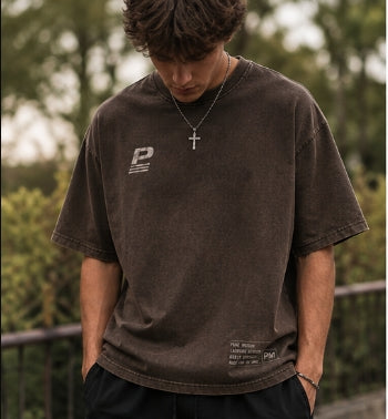 Pure Motion lacrosse washed brown short-sleeve t-shirt