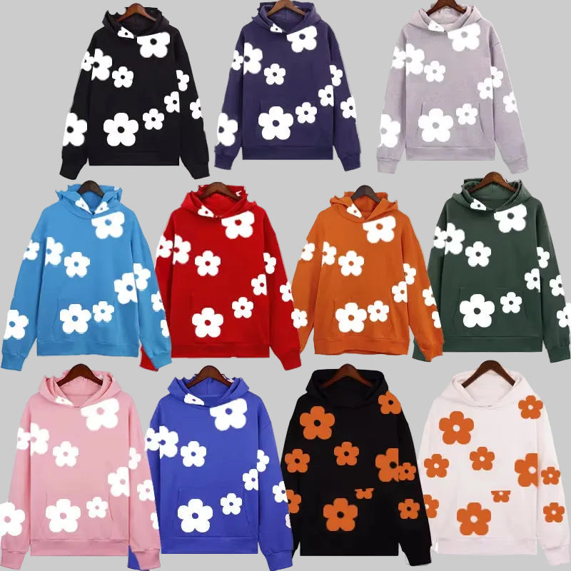 Top Quality Streetwear Puff Printing Denim Hoodies Tears Men Designer Cotton Denim Designer Clothes Tears Designer Hoodies